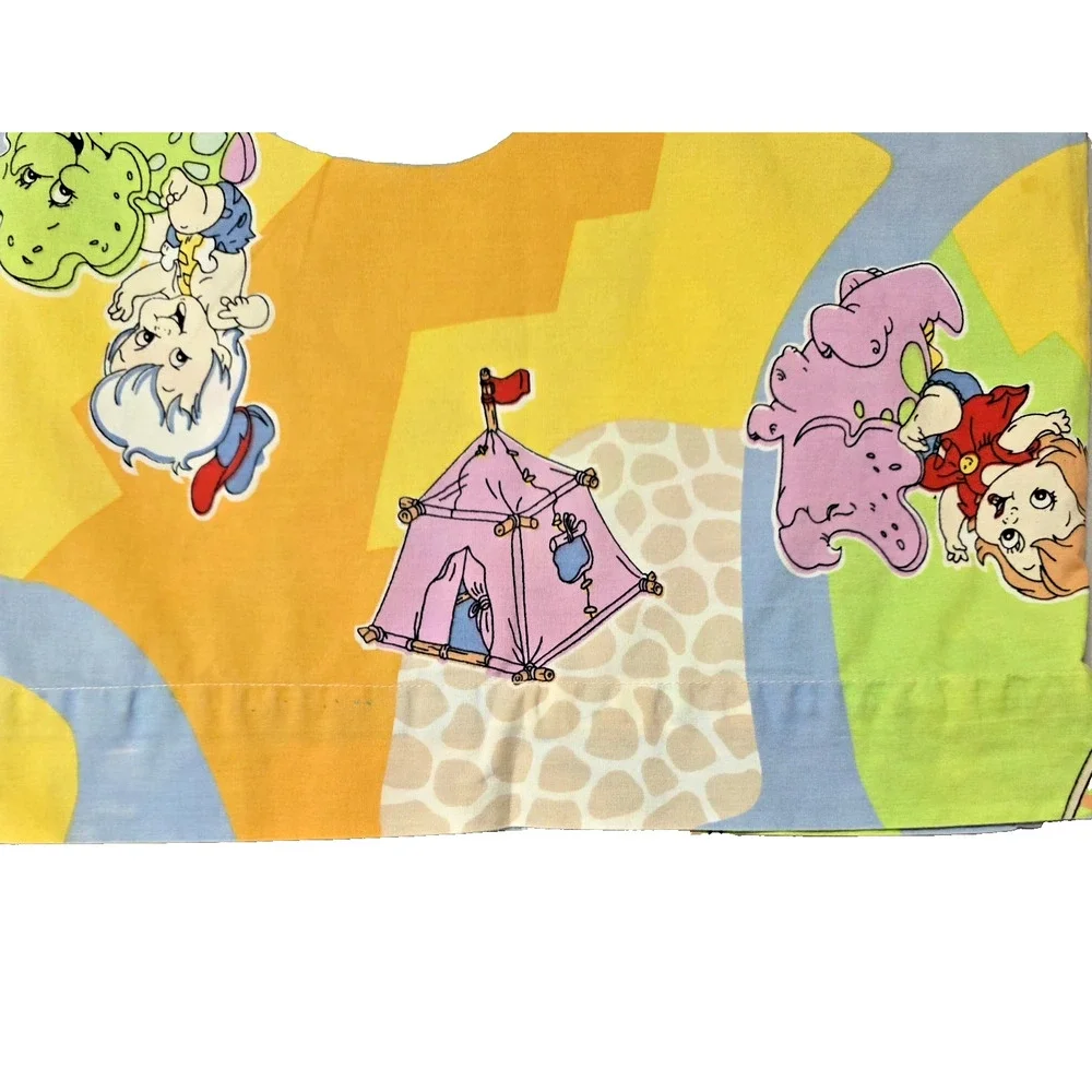 Vintage 1997 Cave Kids Pebbles & Bamm-Bamm Curtains Panels Hanna Barbera Retro